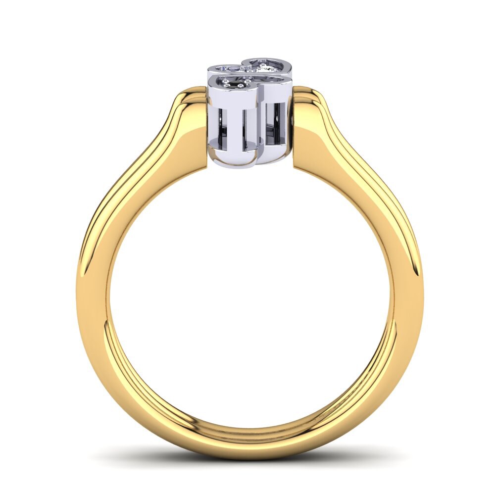 18ct Yellow & White Gold Black Diamond Ring Abequa