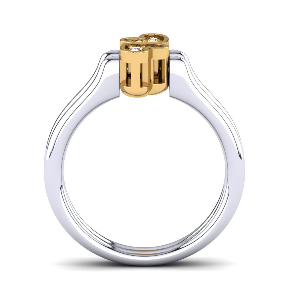 14ct White & Yellow Gold White sapphire Ring Abequa