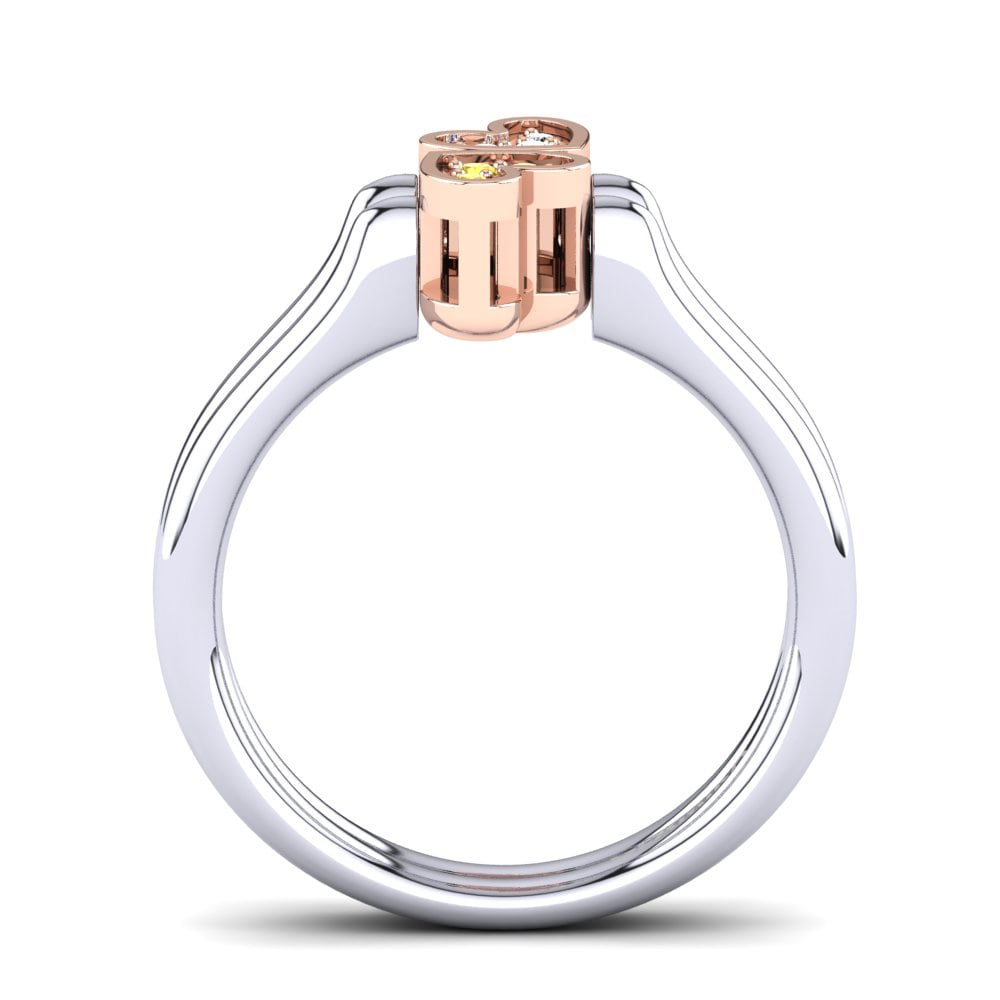 14ct White & Rose Gold Yellow Sapphire Ring Abequa