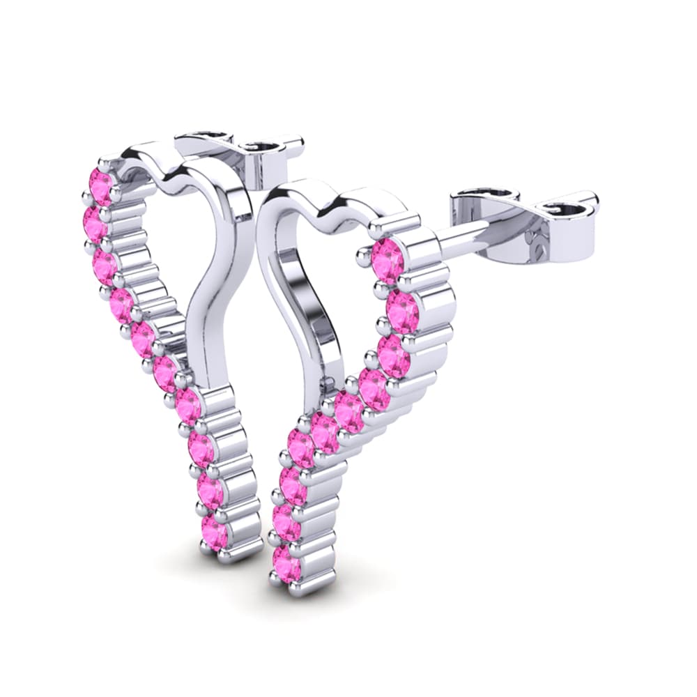 Ouro Branco 9K Turmalina Rosa Brincos Feminino Abiru