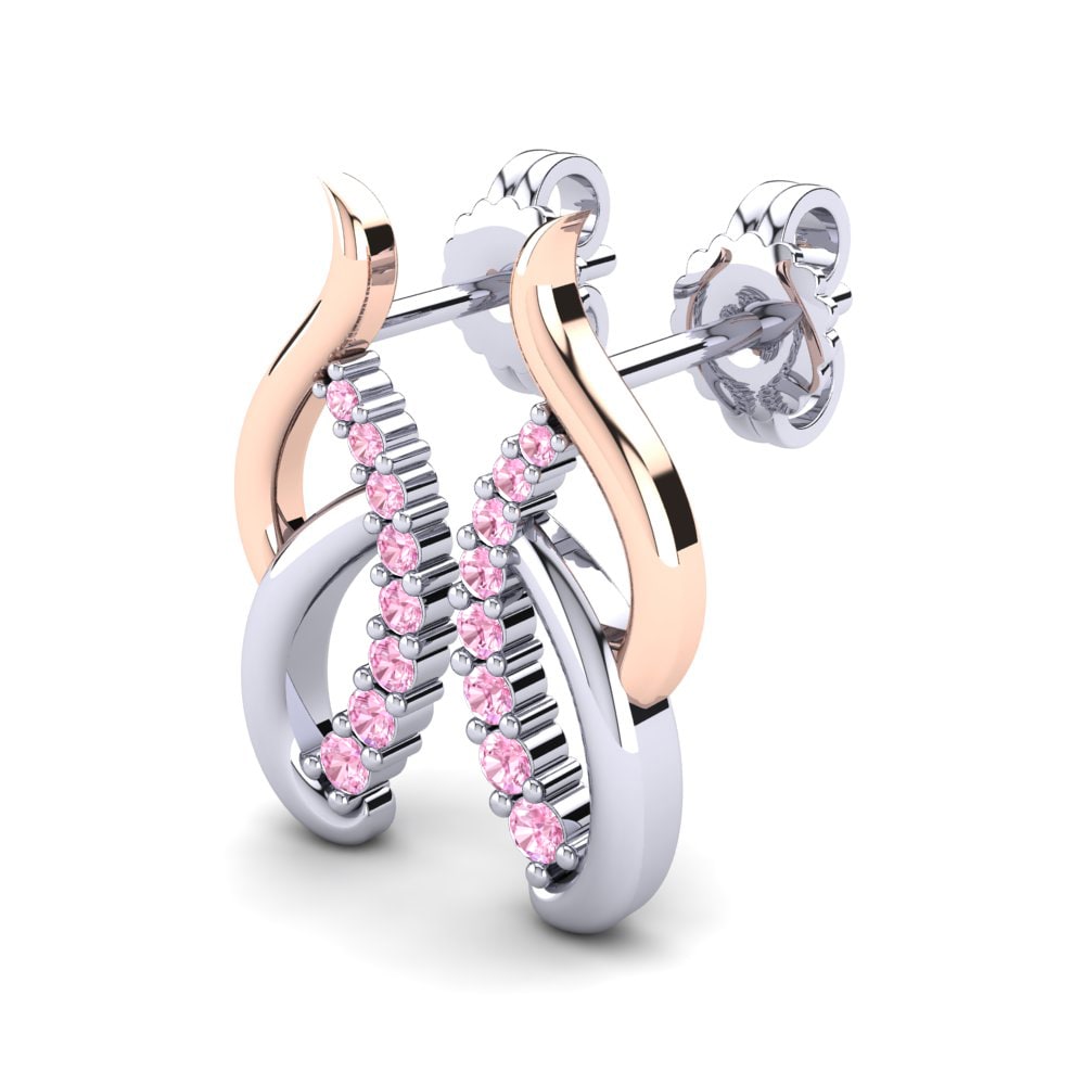 14ct White / Rose Gold Pink Sapphire Women's Earring Acennan