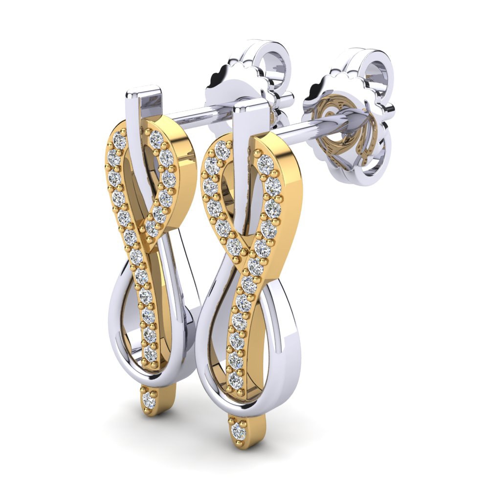 14k Oro Blanco / Amarillo Pendiente de mujer Ackerley