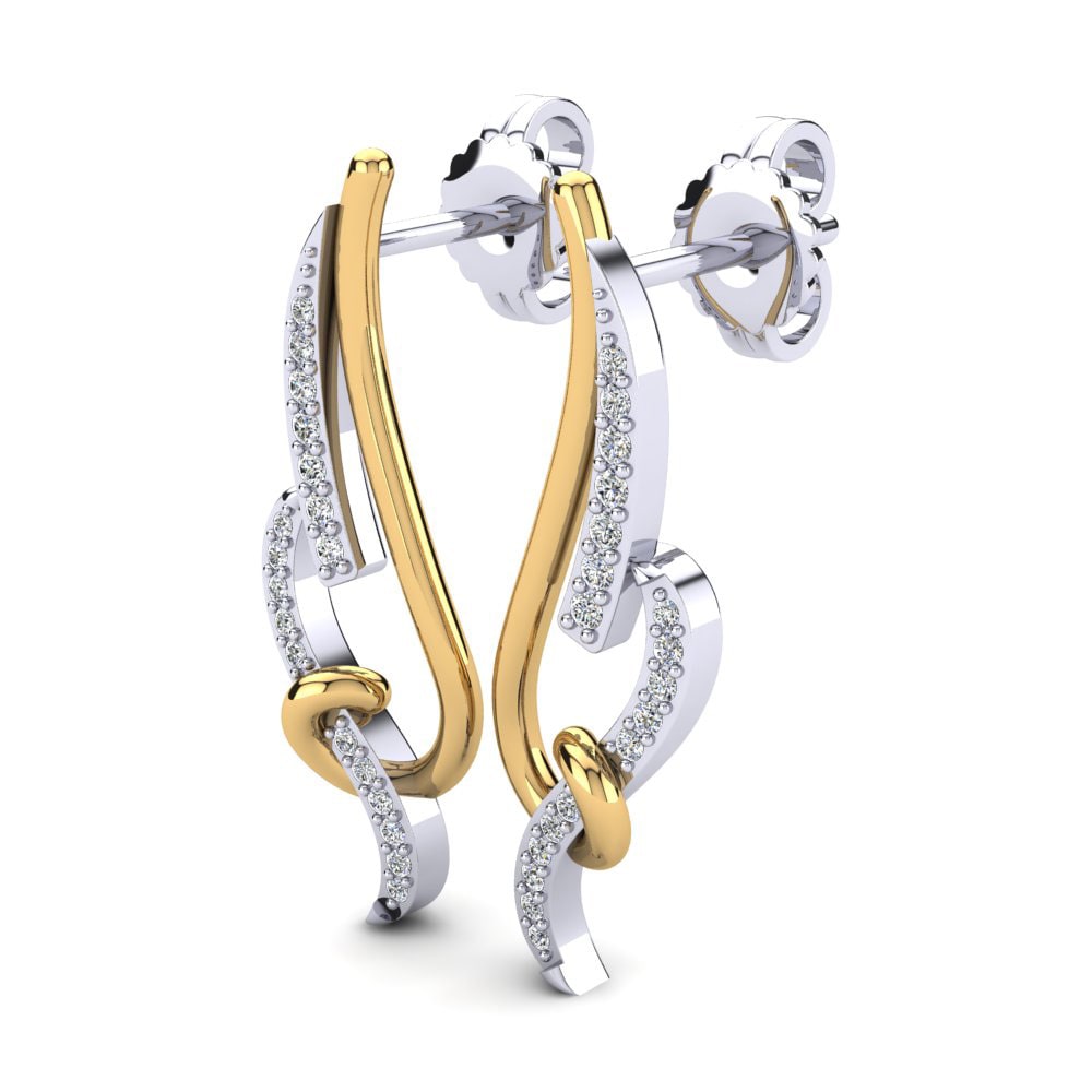 14k Oro Blanco / Amarillo Pendiente de mujer Acwellen