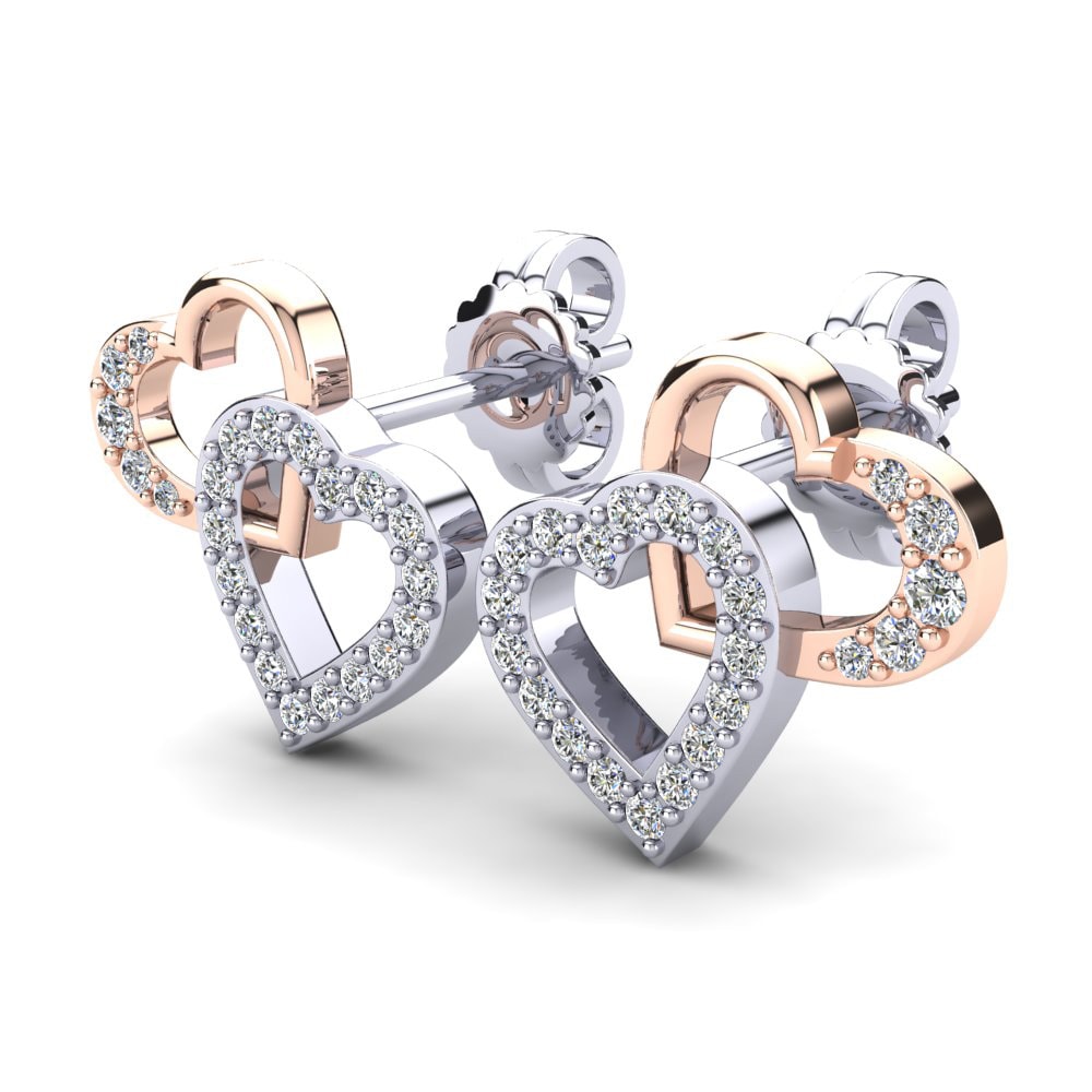 Or Blanc & Rose 585 Boucle d'oreille femme Adain