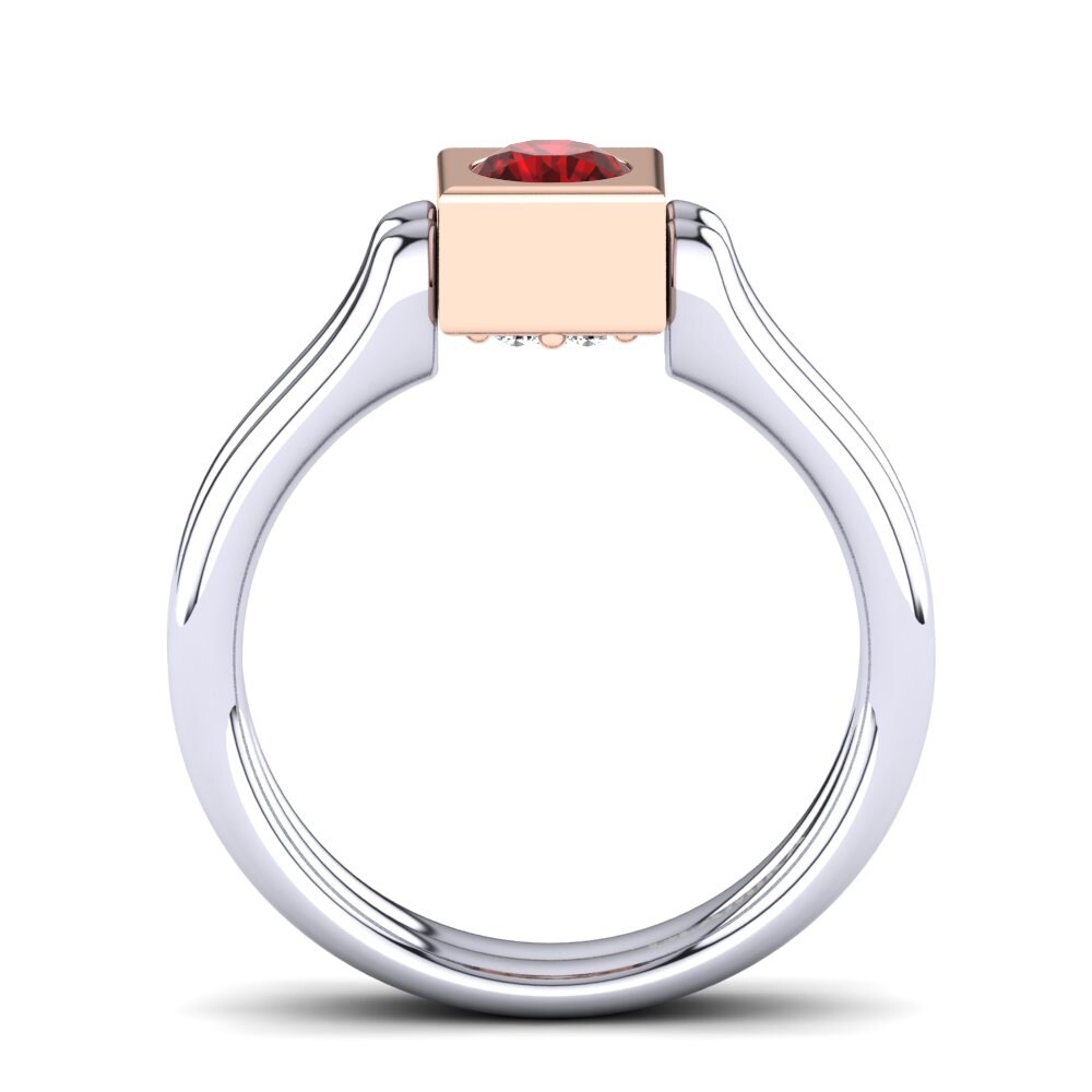 14k Oro Blanco & Rosa Rubí (Creado en laboratorio) Anillo Addiena