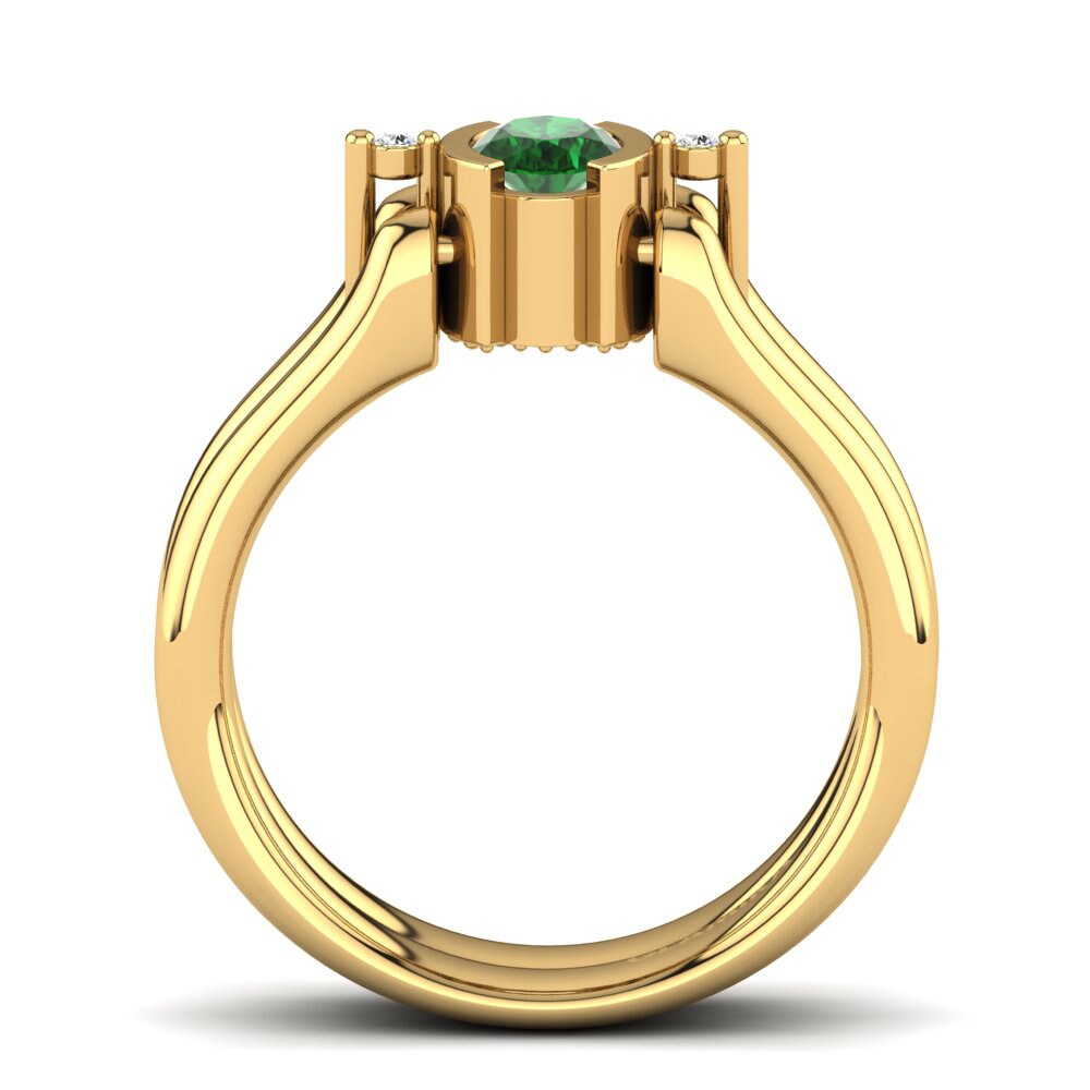 14ct Yellow Gold Emerald (Lab Created) Ring Adette