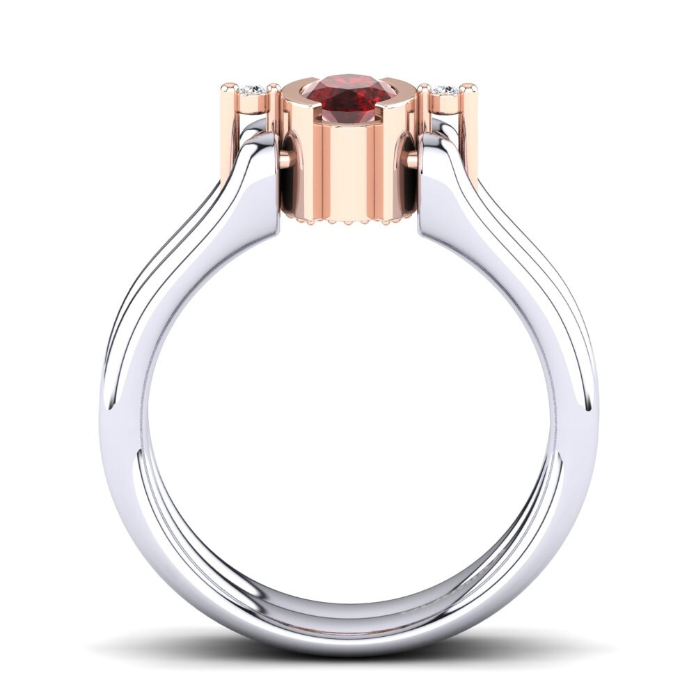 14k Oro Blanco & Rosa Rubí (Creado en laboratorio) Anillo Adette