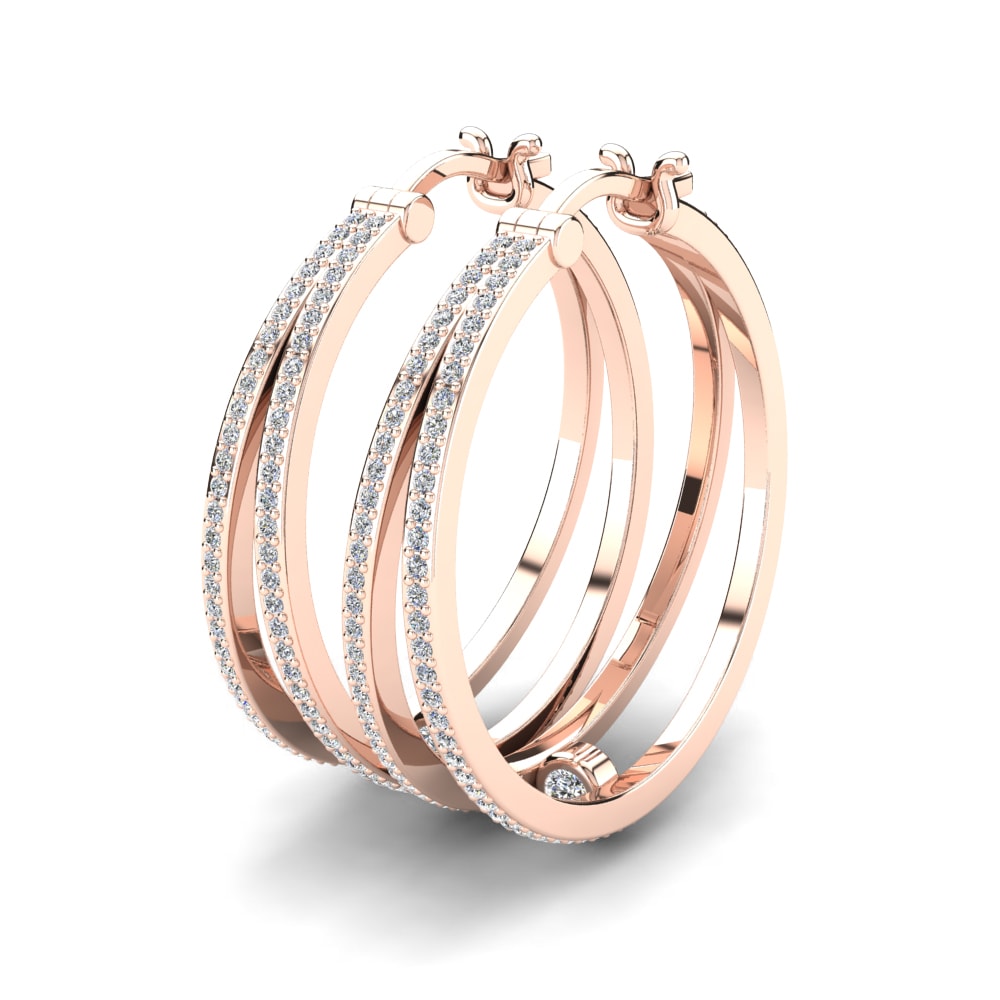 Or rose 585 Boucle d'oreille femme Adhellie 25 mm