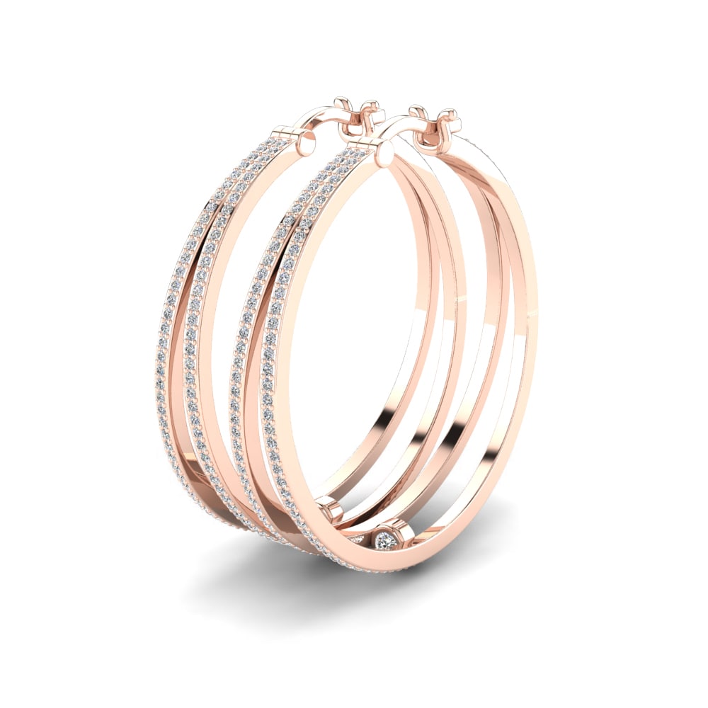 Or rose 585 Boucle d'oreille femme Adhellie 32 mm