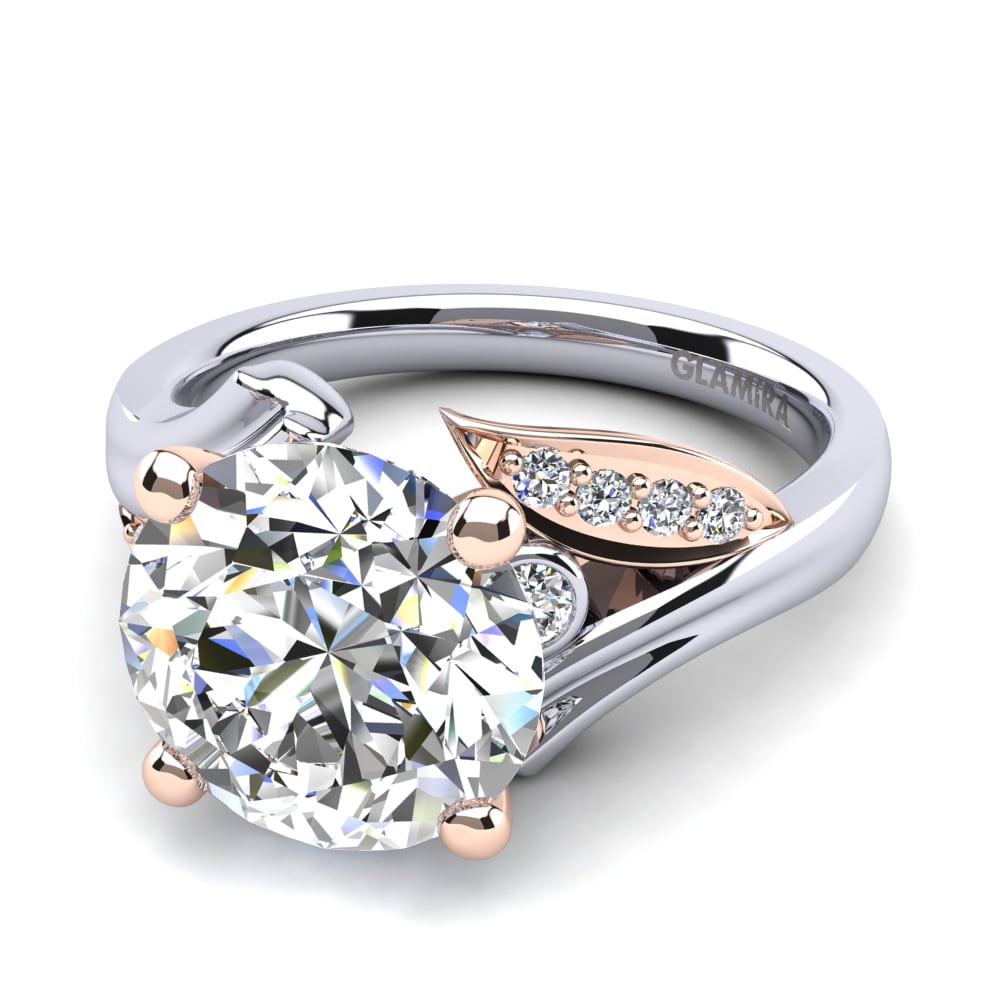 18k White & Rose Gold Engagement Ring Agnella 3.0 crt
