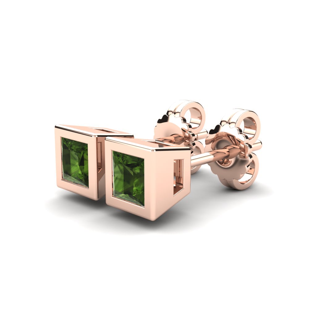 14ct Rose Gold Green Tourmaline Women's Earring Ahebban