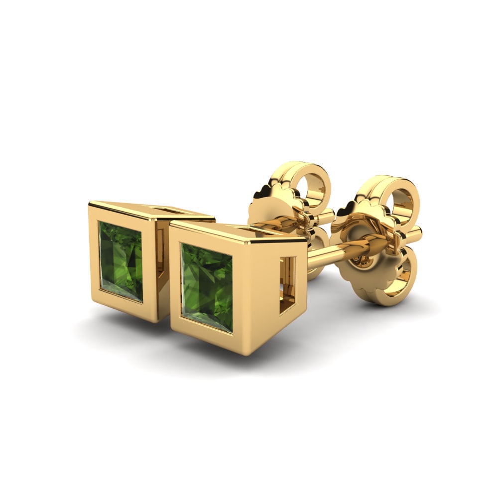 18k Oro Amarillo Turmalina verde Pendiente de mujer Ahebban