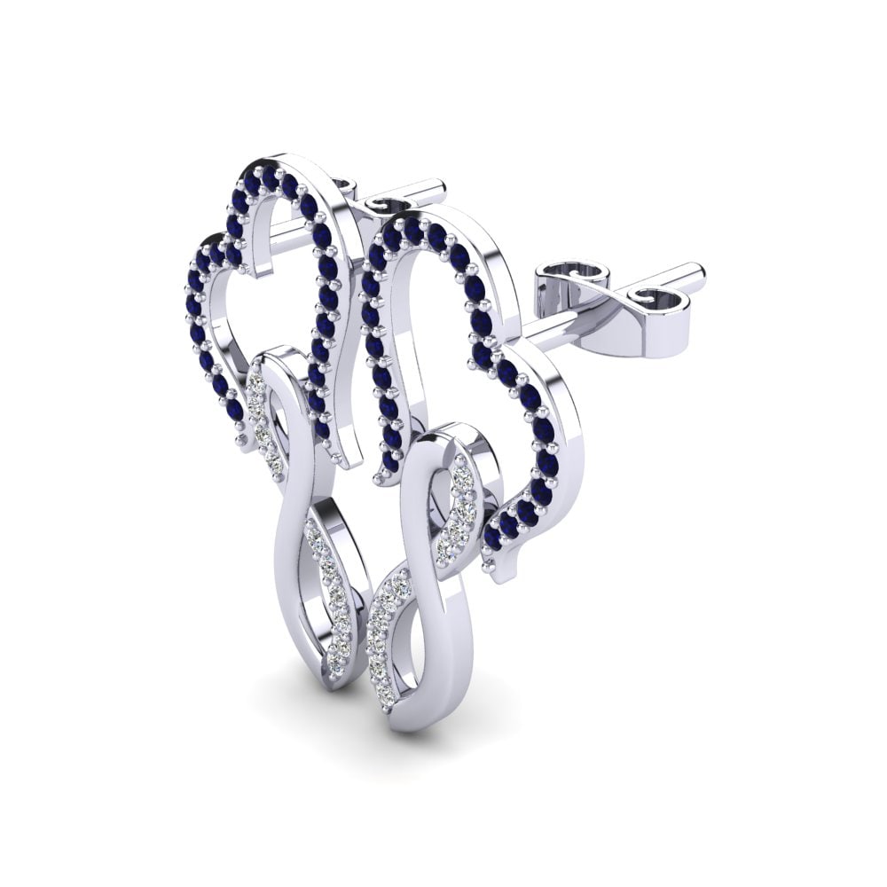 Donker Blauwe Zirkoon Dames Oorbellen Akdes