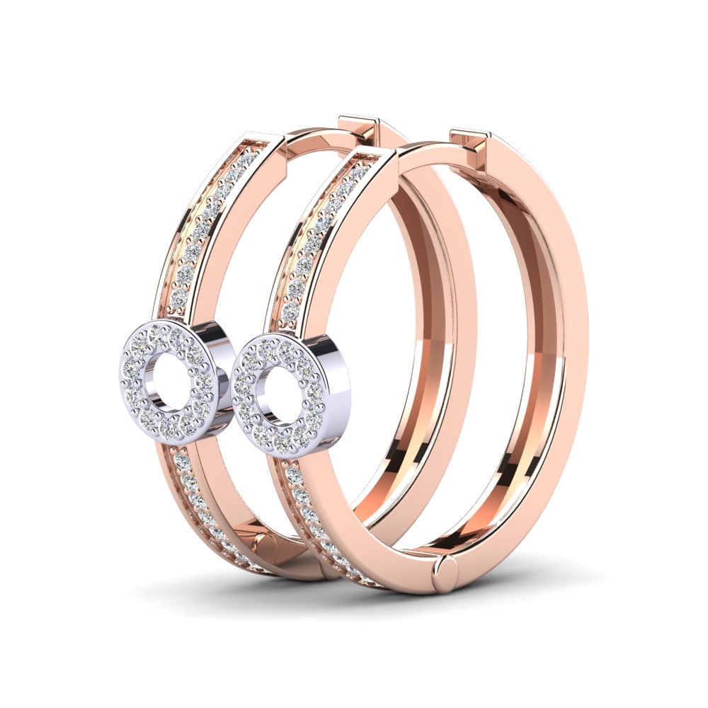 14 Ayar Pembe & Beyaz Altın Kadın Küpe Alarice 18 mm