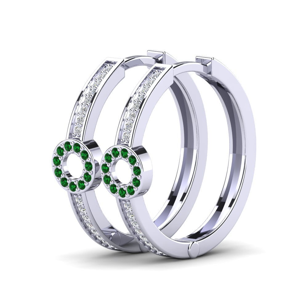 Zircone Vert Boucle d'oreille femme Alarice 18 mm