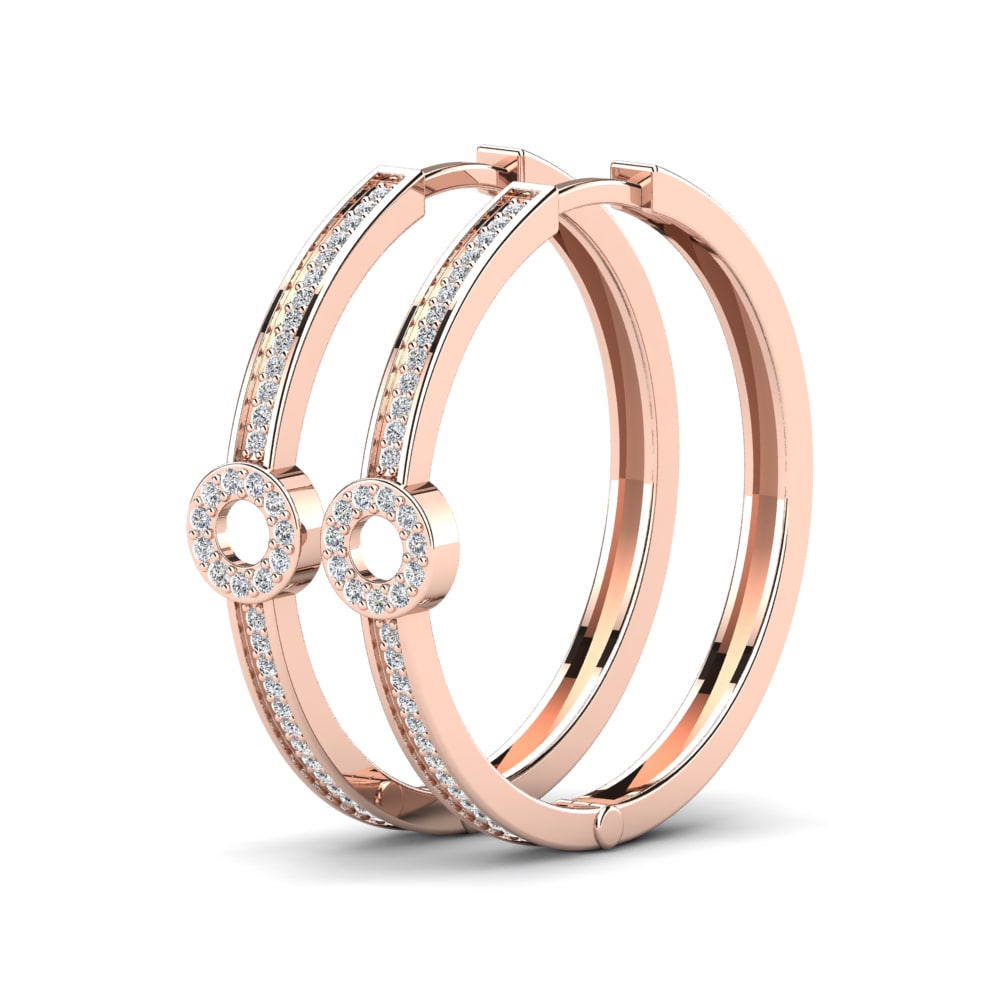 Or rose 585 Boucle d'oreille femme Alarice 25 mm