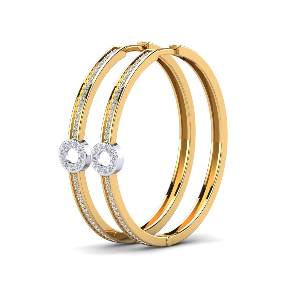 18 Ayar Sarı & Beyaz Altın Kadın Küpe Alarice 32 mm