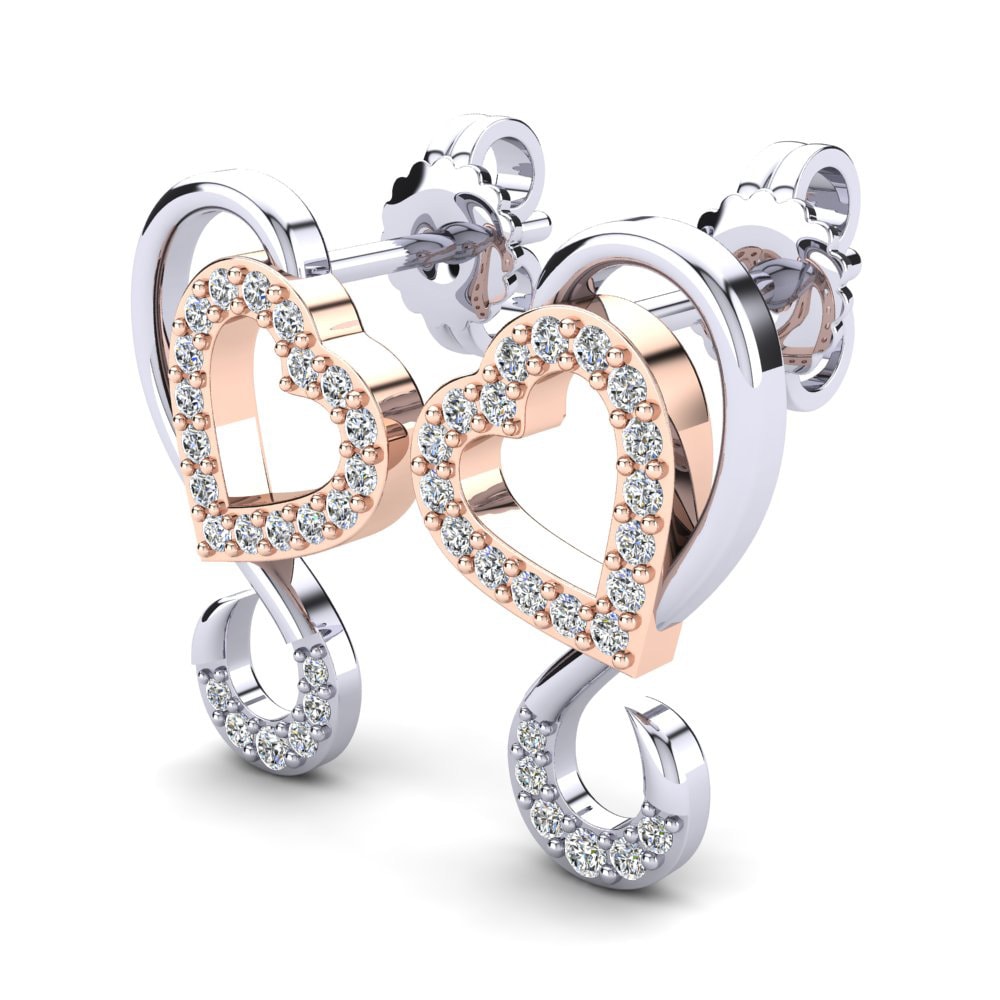 14k Oro Blanco & Rosa Pendiente de mujer Aleson
