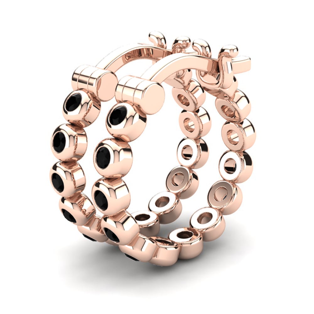 9k Oro Rosa Zafiro negro Pendiente de mujer Alvernia 12 mm
