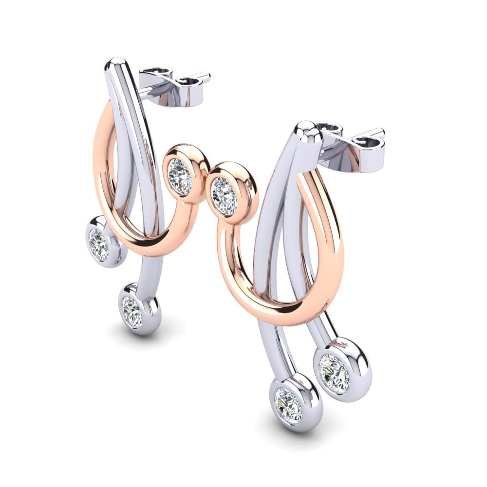 9k Oro Rosa & Blanco Pendiente de mujer Anark