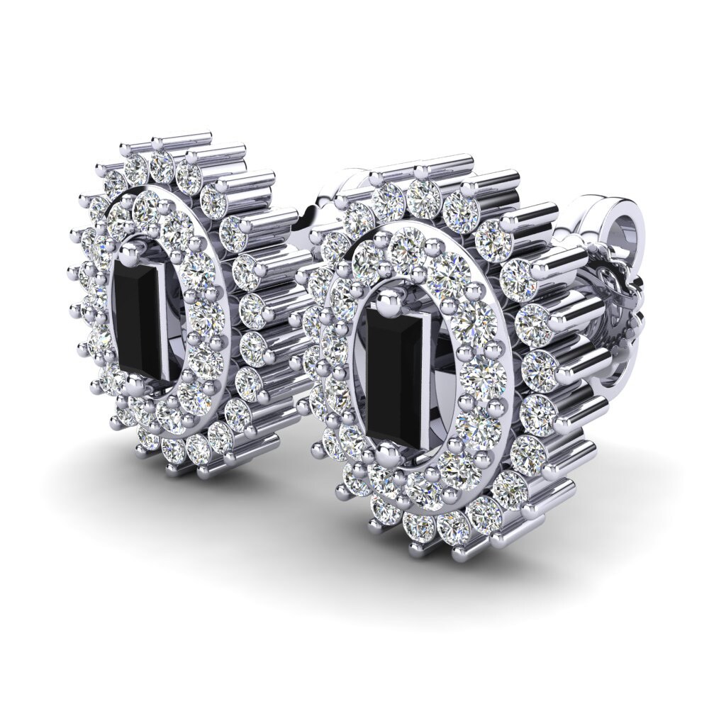 14k Oro Blanco Zafiro negro Pendiente de mujer Andrah