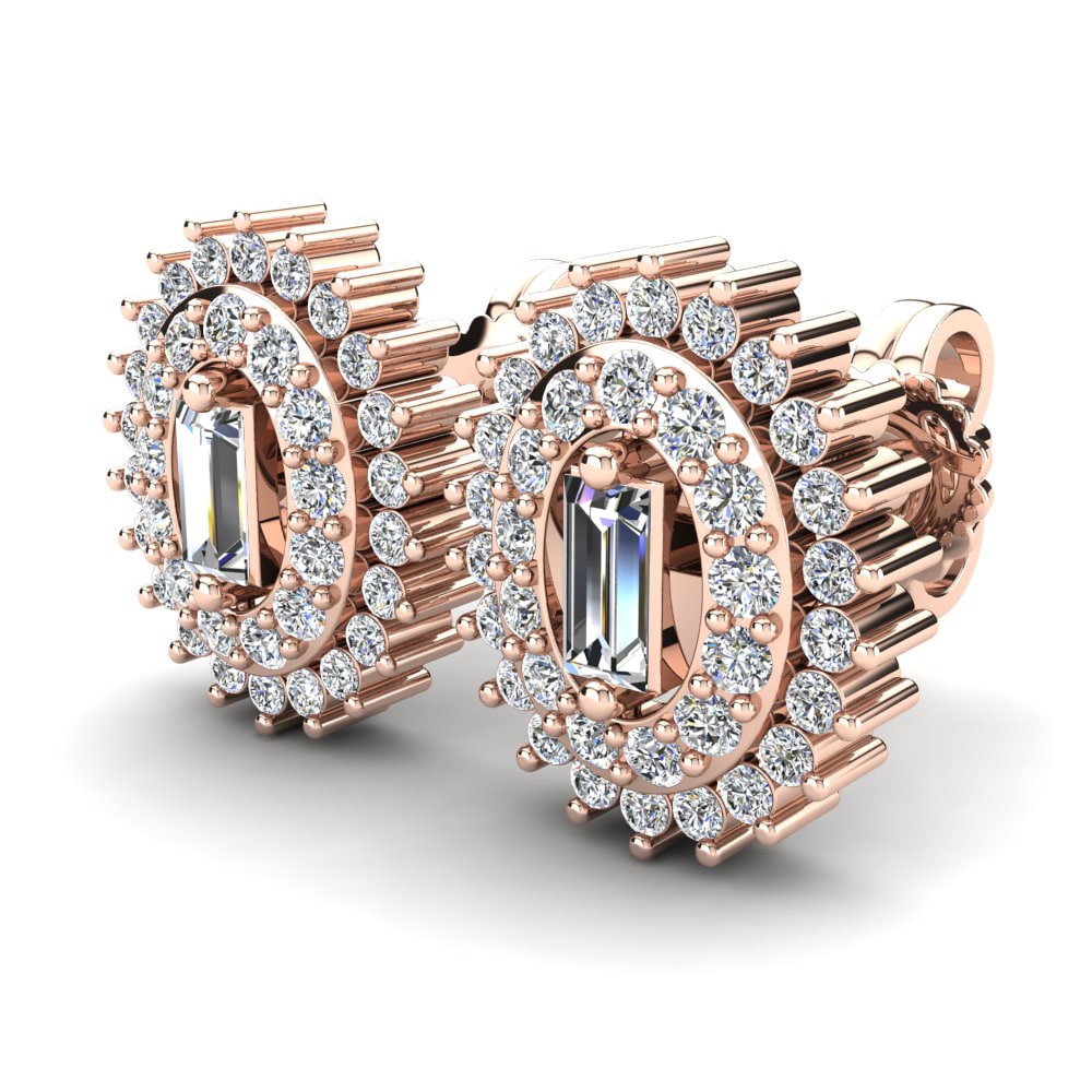 14k Oro Rosa Baguette Pendiente de mujer Andrah