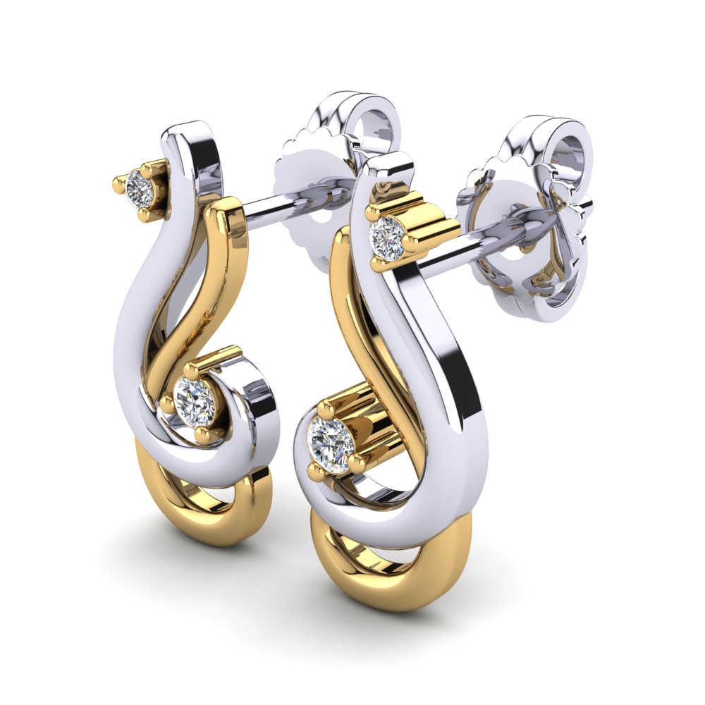 14ct Yellow & White Gold White sapphire Women's Earring Anglia