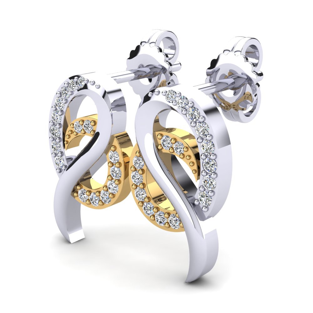 14k Oro Blanco / Amarillo Pendiente de mujer Anise