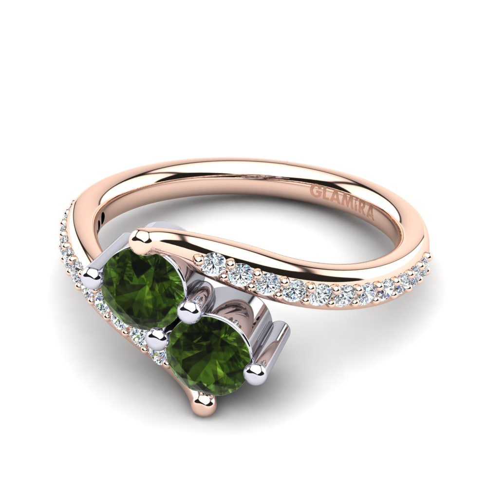 14ct Rose & White Gold Green Tourmaline Ring Armanie