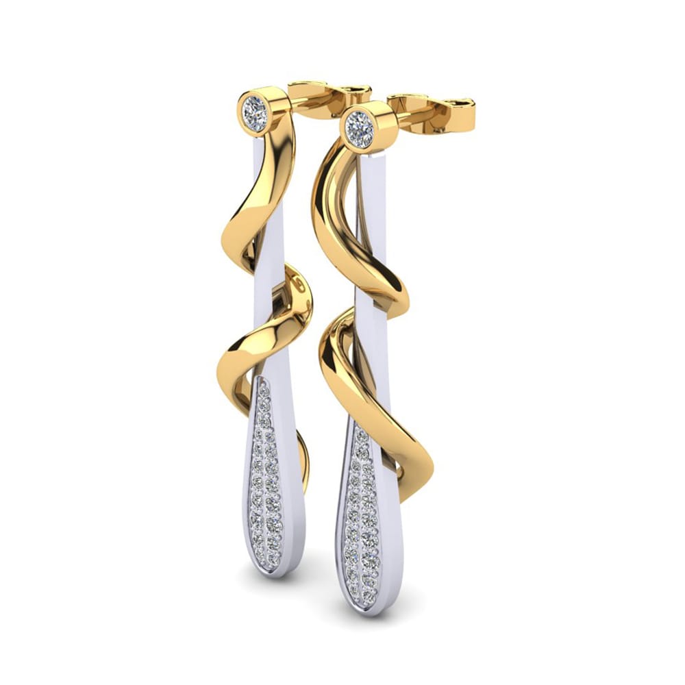 14ct Yellow & White Gold White sapphire Women's Earring Arsal