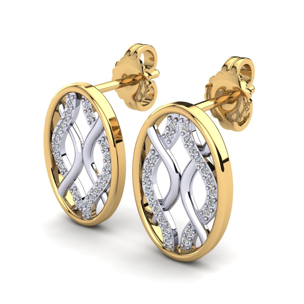 14k Oro Blanco / Amarillo Pendiente de mujer Ashleah