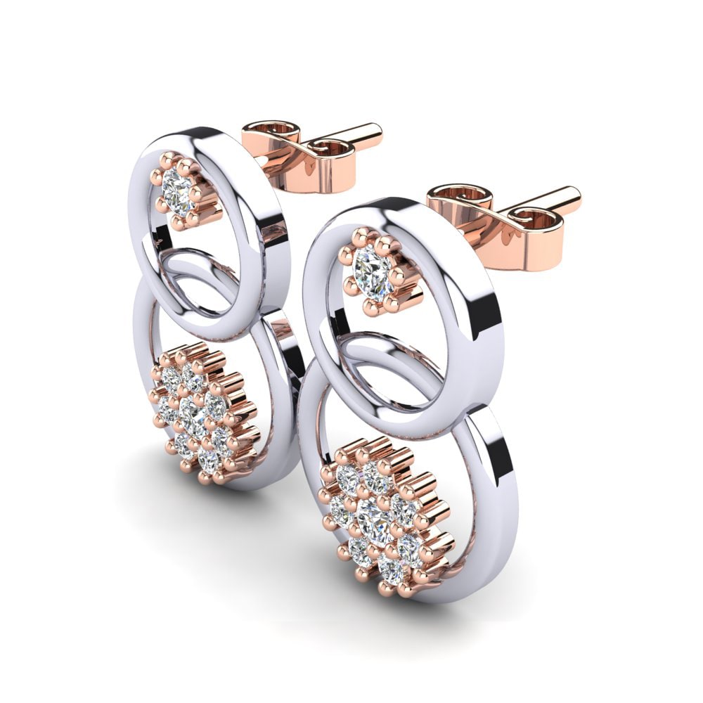 18ct Rose & White Gold Diamond Women's Earring Atoosa
