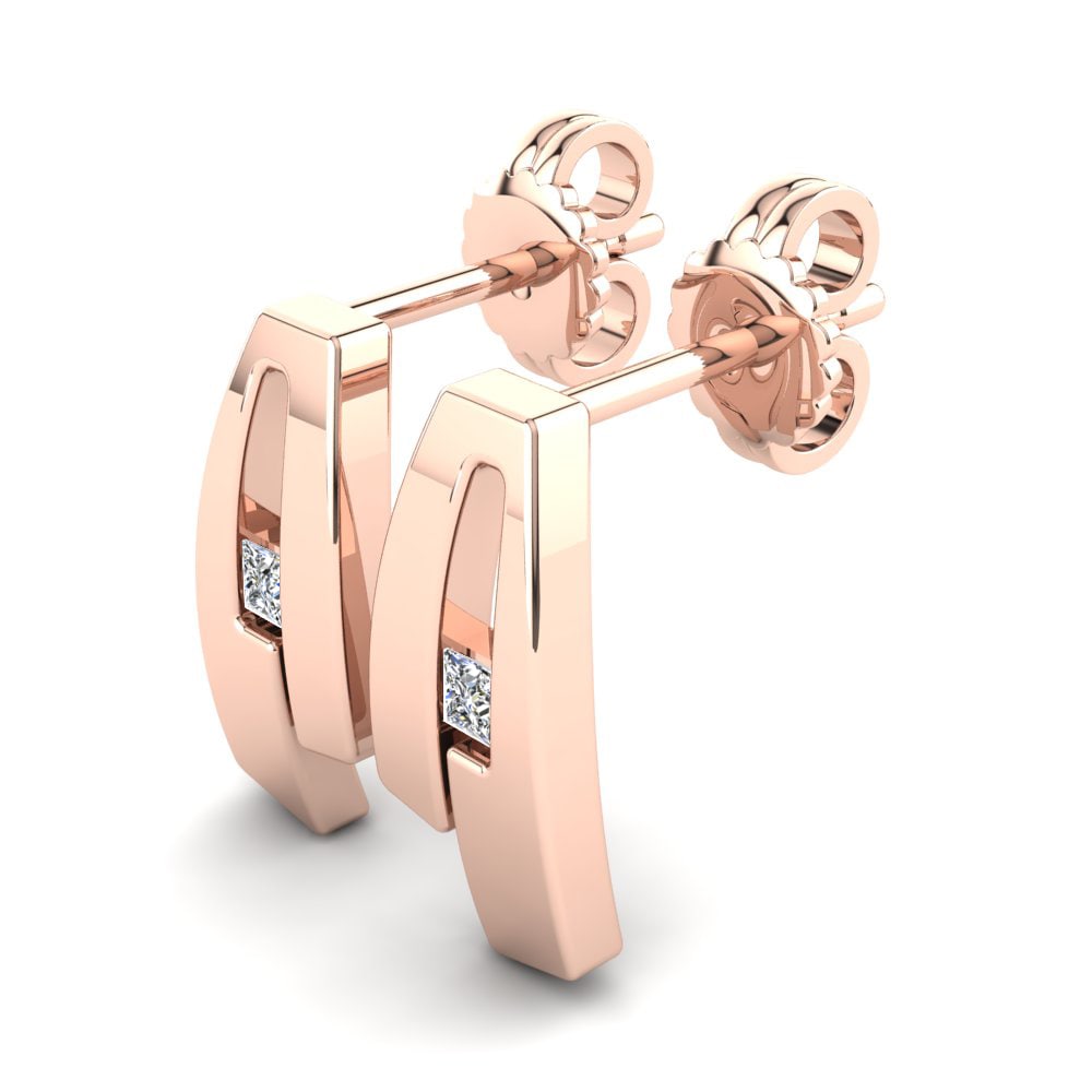 14k Oro Rosa Princesa Pendiente de mujer Audelia