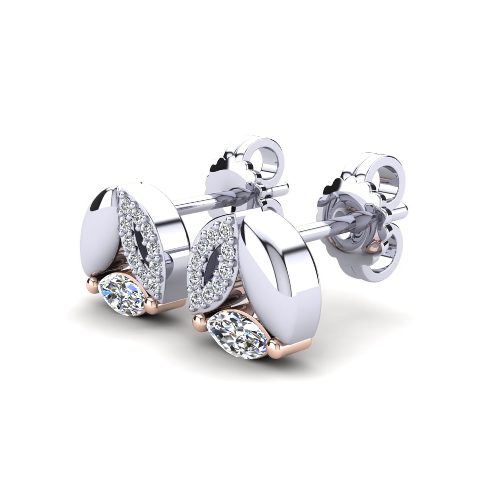 14ct White / Rose Gold Marquise Women's Earring Audriana