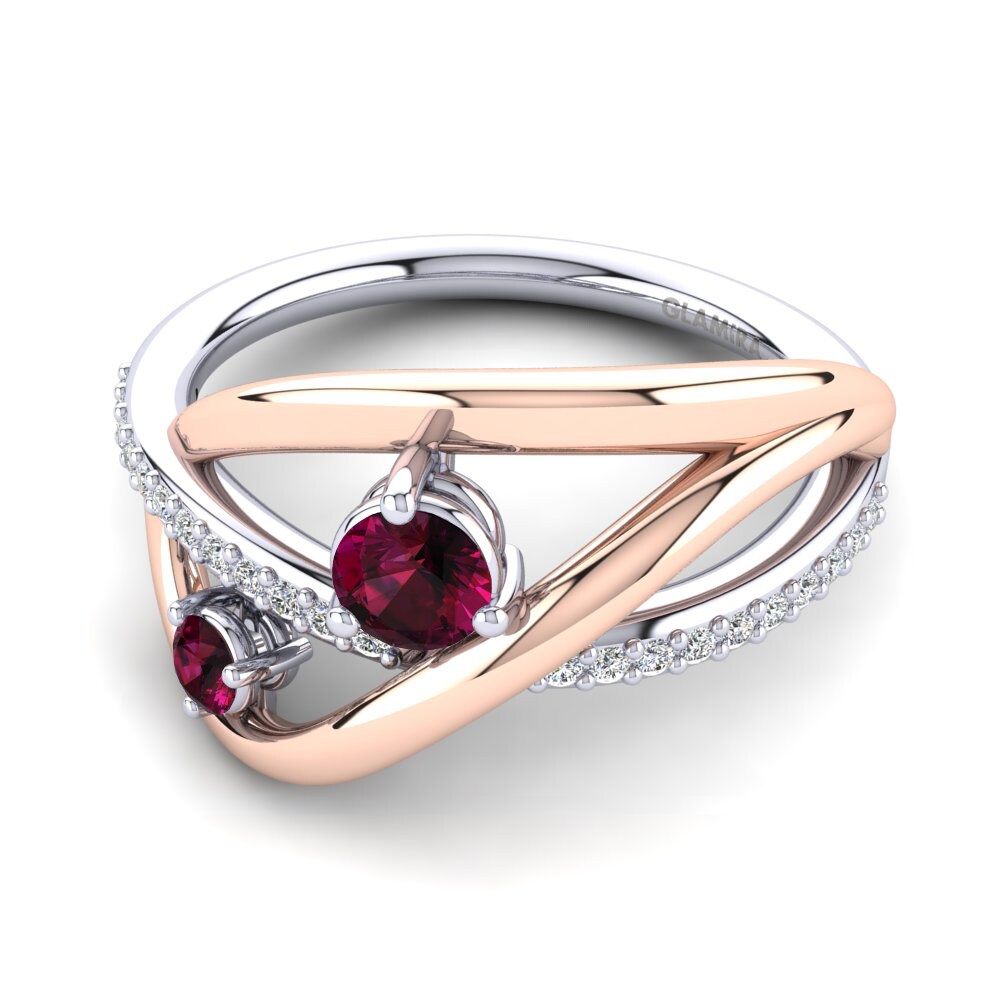 14k Oro Blanco & Rosa Granate Rhodolite Anillo Ayelanis