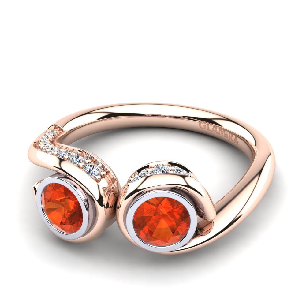 14ct Rose & White Gold Fire Opal Ring Balena