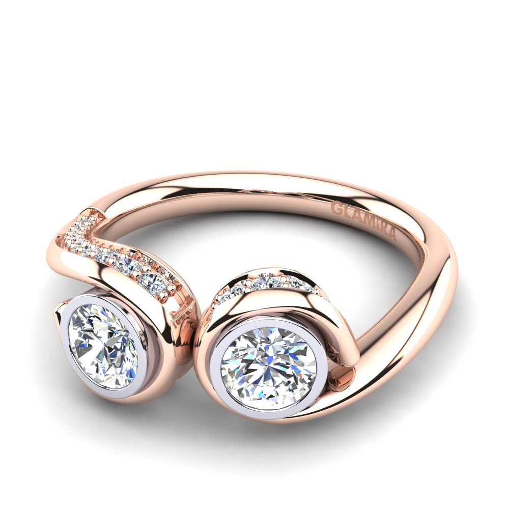 750 Ros & Putih Emas Cincin Balena