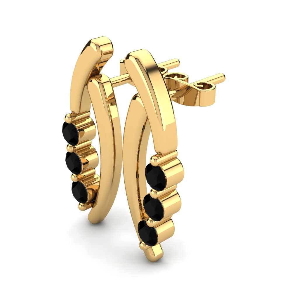 Oro Giallo 750 Zaffiro Nero Orecchino da donna Beder