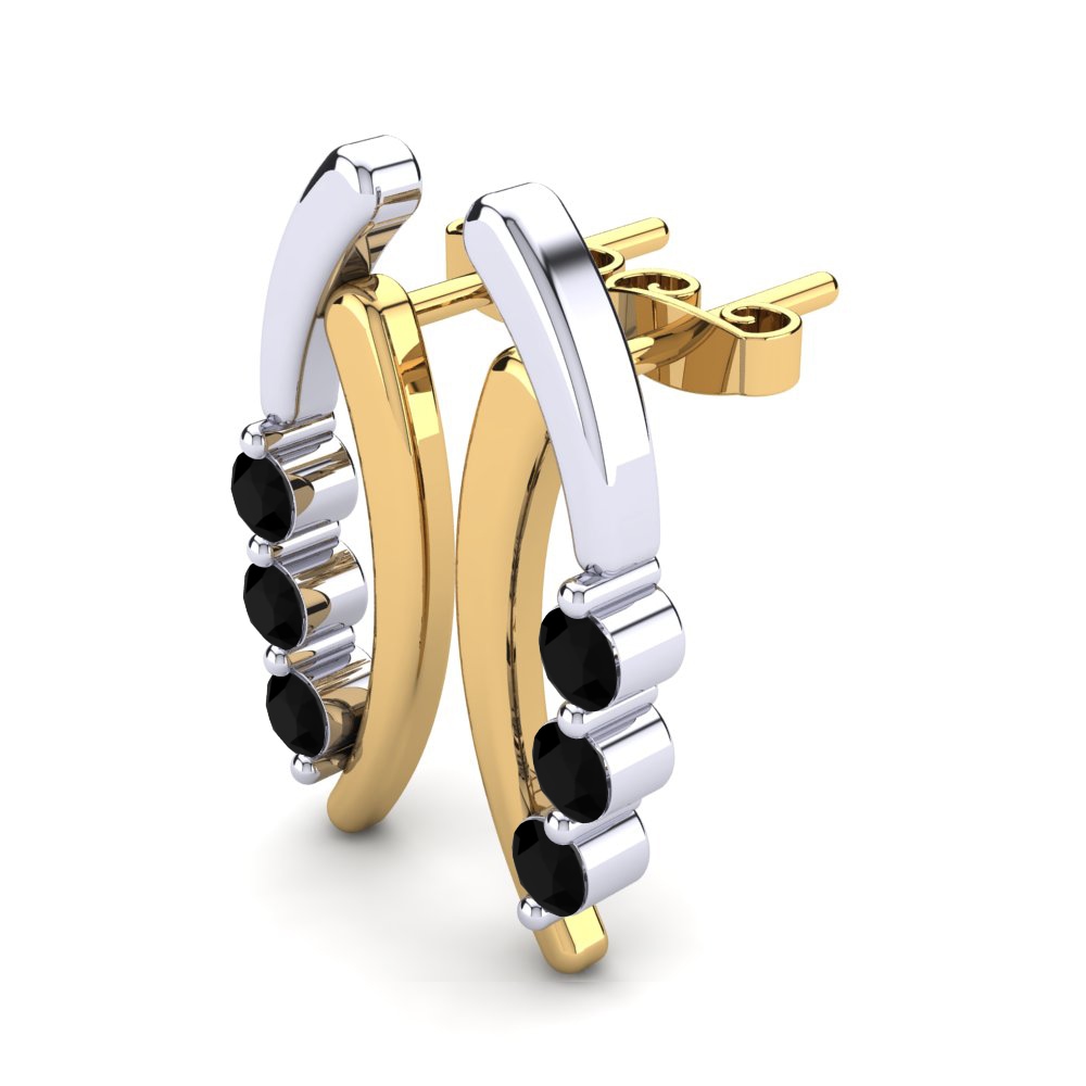 14ct Yellow / White Gold Black Diamond Women's Earring Beder