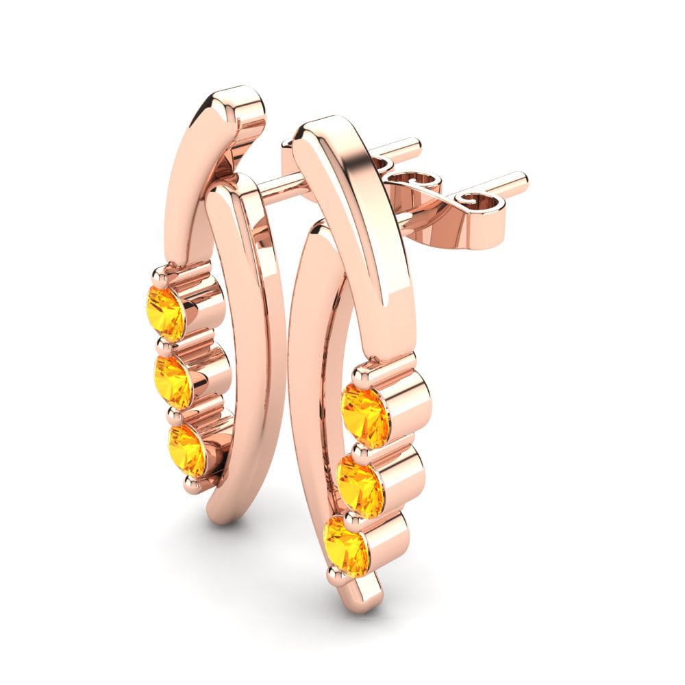 14K Rood Goud Citrien Dames Oorbellen Beder