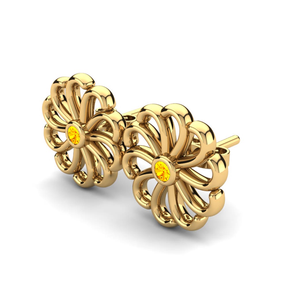 14k Oro Amarillo Citrino Pendiente de mujer Bedia