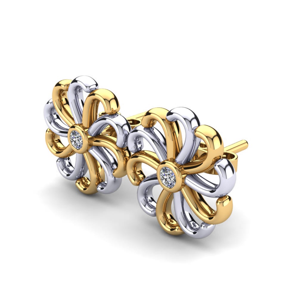 14ct Yellow & White Gold White sapphire Women's Earring Bedia
