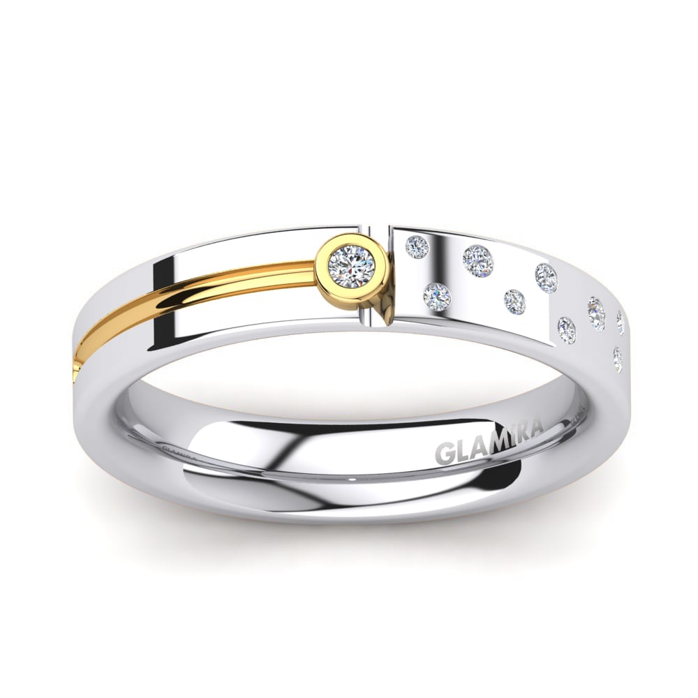 14ct White & Yellow Gold White sapphire Men's Ring Bellanca