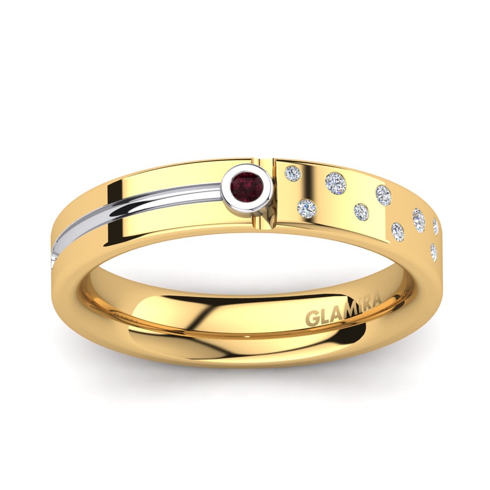 18ct Yellow & White Gold Garnet Men's Ring Bellanca