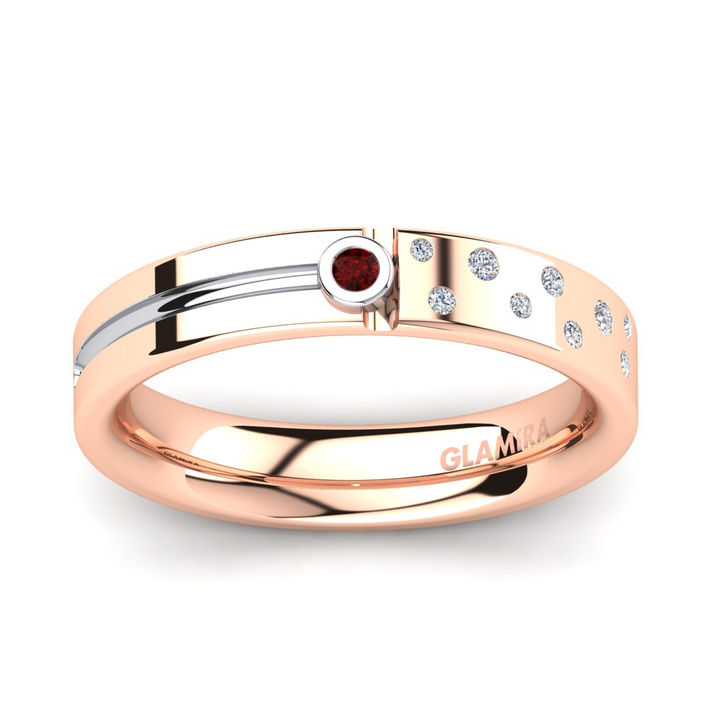 9ct Rose & White Gold Red Zirconia Men's Ring Bellanca