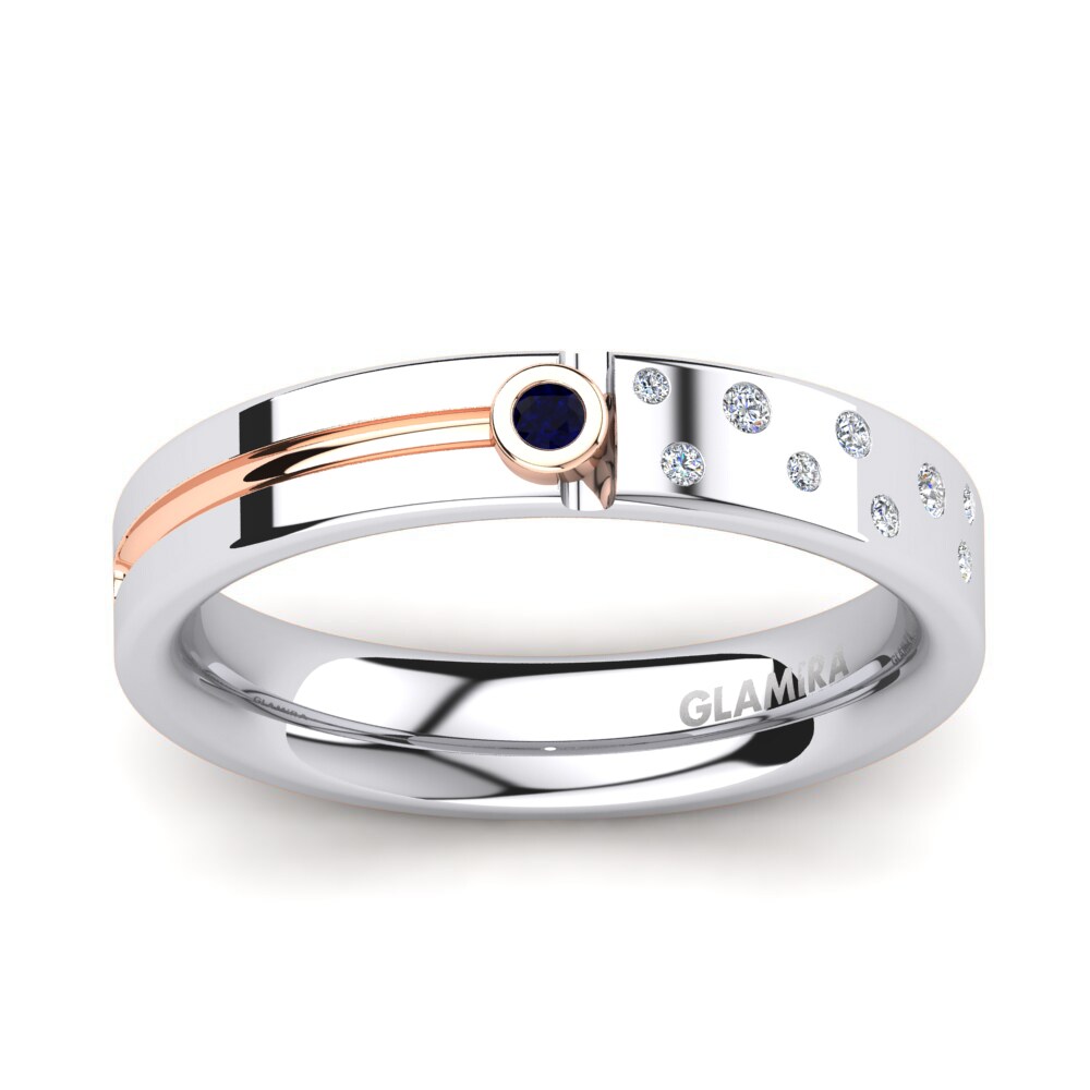 14ct White & Rose Gold Sapphire Men's Ring Bellanca