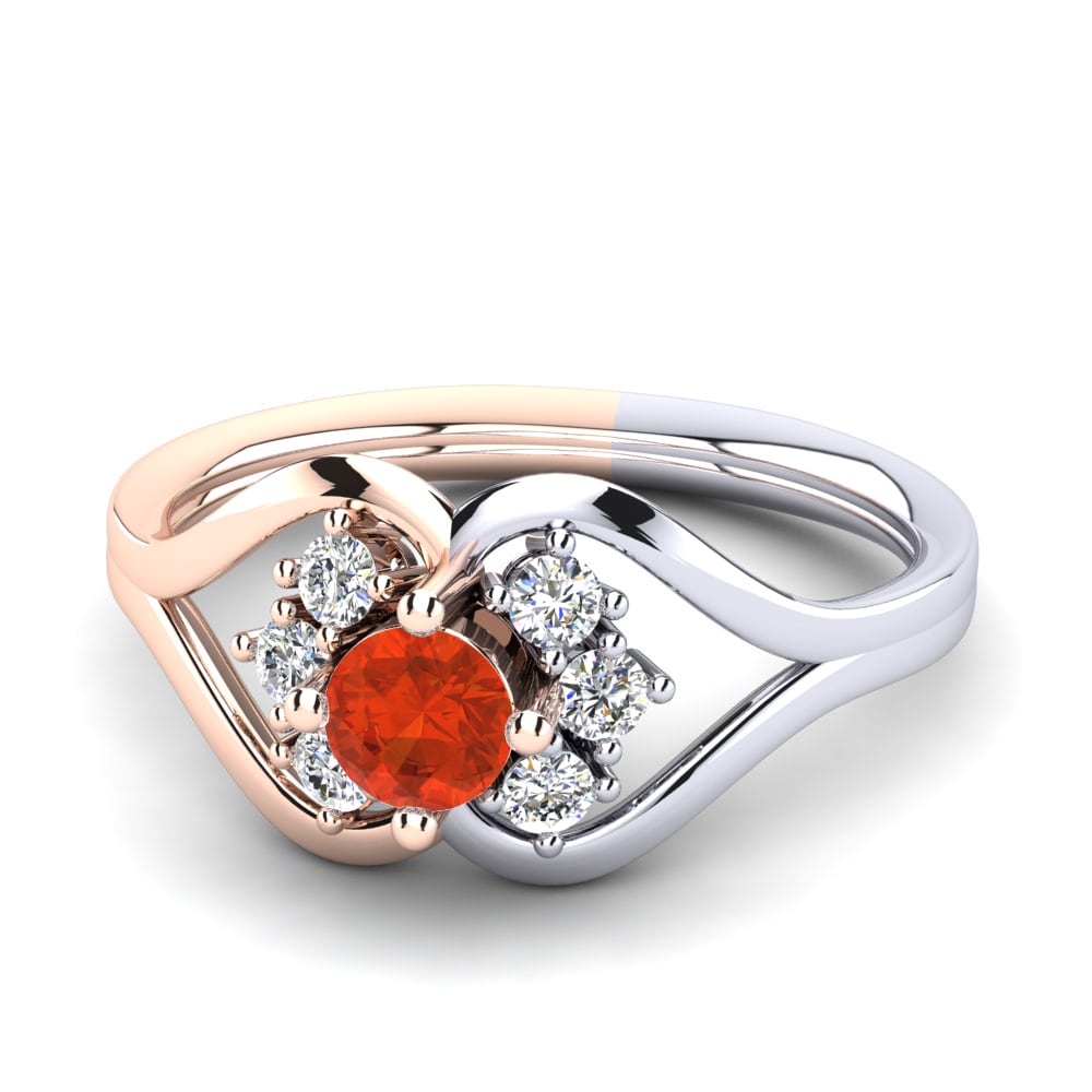 14ct Rose & White Gold Fire Opal Ring Bernelle