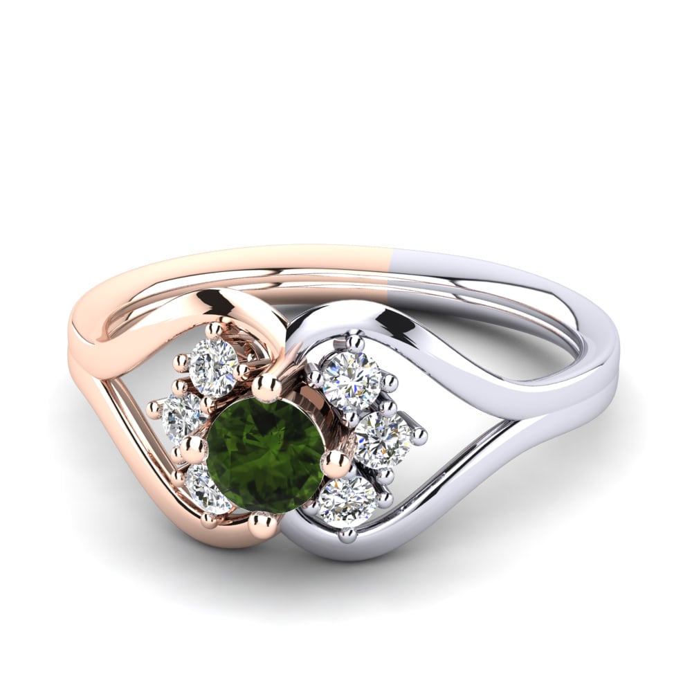 14ct Rose & White Gold Green Tourmaline Ring Bernelle