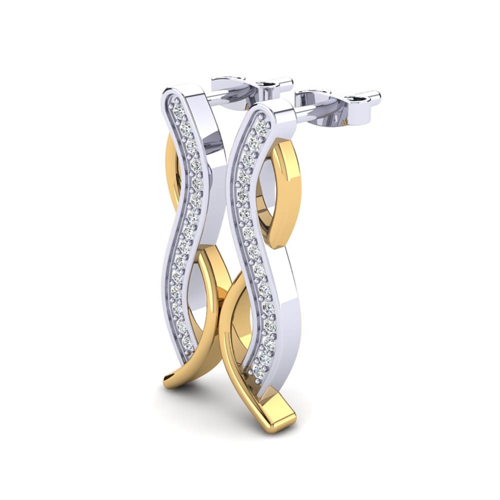 14k Oro Blanco / Amarillo Pendiente de mujer Bihine
