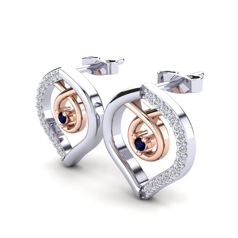 14ct White & Rose Gold Women's Earring Binzet